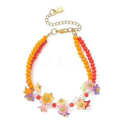 Opaque Solid Color Glass & Acrylic Multi-strand Bracelets BJEW-JB12973-1