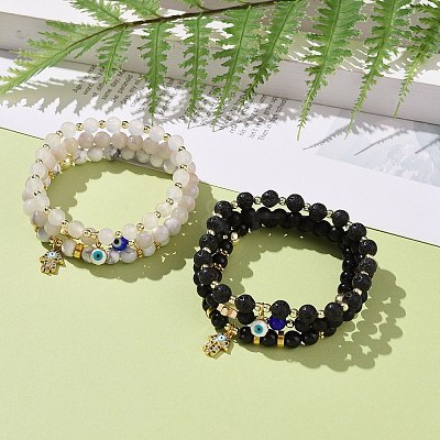 6Pcs 6 Style Natural Mixed Gemstone Beaded Stretch Bracelets Set BJEW-JB09117-1