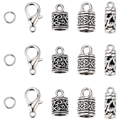 60Pcs 3 Styles Tibetan Style Zinc Alloy Cord End TIBE-SC0002-56-1