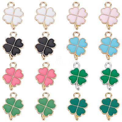 64Pcs 8 Style Alloy Enamel Pendants ENAM-SC0003-01-1