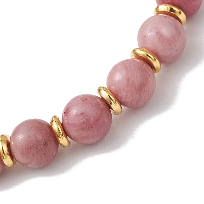 Natural Rhodochrosite Beads Stretch Bracelets for Men Women BJEW-JB12125-01-1