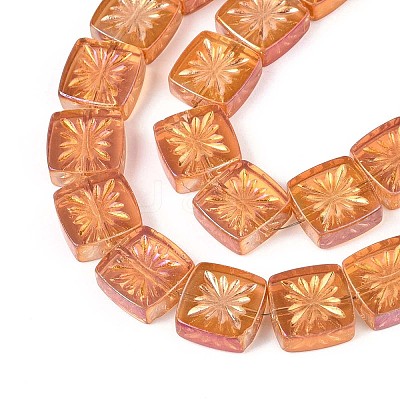 Electroplate Transparent Glass Beads Strands EGLA-N017-03C-1