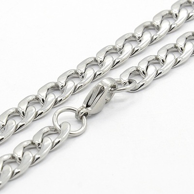 Tarnish Resistant Men's 304 Stainless Steel Curb Chain Necklaces STAS-O037-77P-1