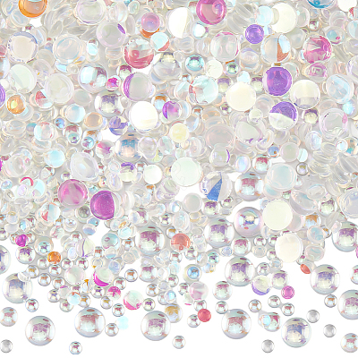 1500Pcs 3 Styles Resin Half Round Bubble Beads MRMJ-SC0001-41-1