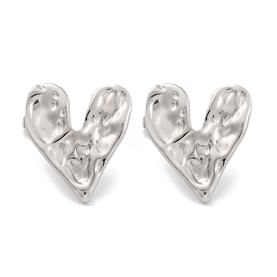 Non-Tarnish Heart 304 Stainless Steel Stud Earrings EJEW-H013-34P-1