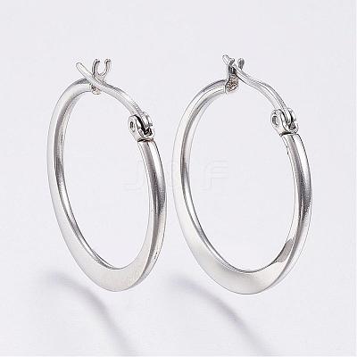 Tarnish Resistant 304 Stainless Steel Hoop Earrings EJEW-F105-22P-1