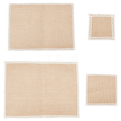 Rectangle Jute Cloth Table Mat AJEW-WH0180-39-1