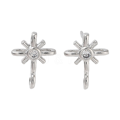 Brass Micro Pave Cubic Zirconia Studs Finding KK-K364-06P-1