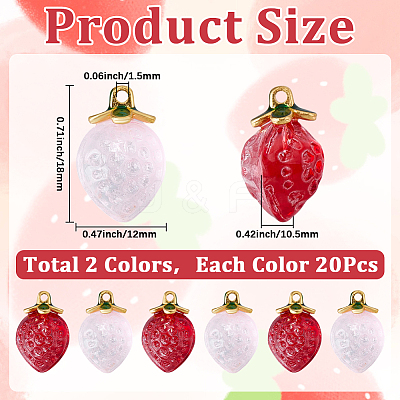 40Pcs 2 Colors Transparent Glass Pendants GLAA-SC0002-93-1
