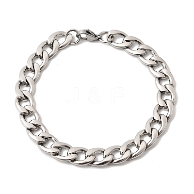 201 Stainless Steel Curb Chain Bracelets for Men STAS-T077-22B-02P-1