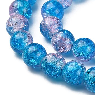 1Strand Two Tone Transparent Crackle Glass Round Beads Strands X-CCG-Q001-10mm-19-1