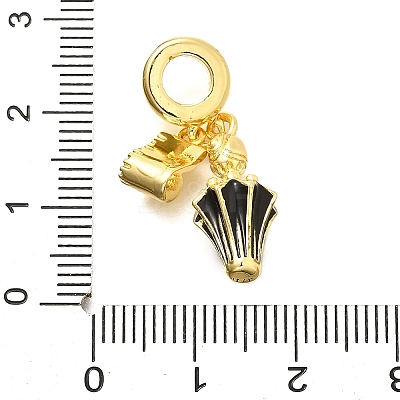 Brass Enamel Badminton European Dangle Charms KK-C087-11G-1