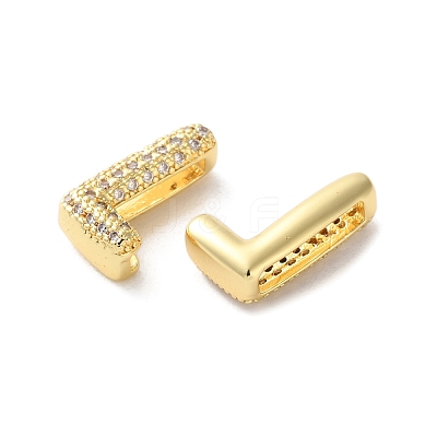 Rack Plating Brass Micro Pave Cubic Zirconia Slide Charms KK-C084-34G-L-1