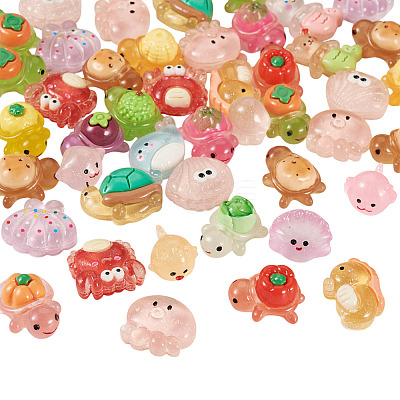 45Pcs 3 Styles Luminous Transparent Resin Marine Organism Ornaments DJEW-TA0001-23-1