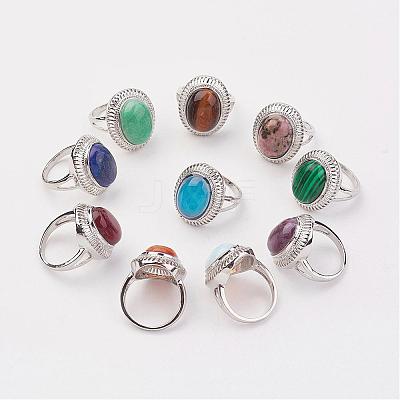 Natural & Synthetic Mixed Stone Finger Rings RJEW-P122-M-1