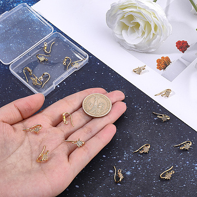 20Pcs Brass Micro Pave Clear Cubic Zirconia Star Earring Hooks KK-BBC0028-99-1