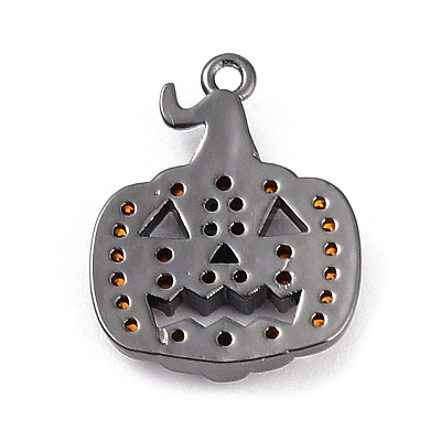 Rack Plating Brass Orange Cubic Zirconia Pendants KK-D031-03B-1