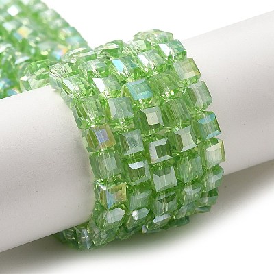 Electroplate Glass Beads Strands EGLA-D018-6x6mm-33-1