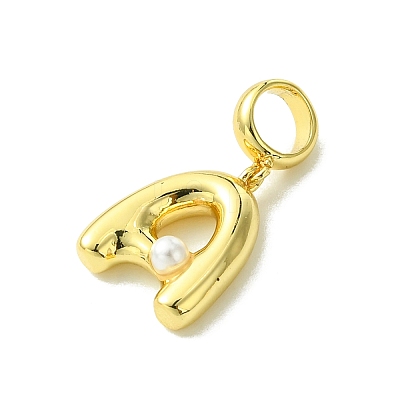 Rack Plating Brass with ABS Plastic Pearl European Dangle Charms KK-G501-02A-G-1