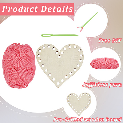 DIY Heart Wood Knitting Loom Kits DIY-CY0003-10A-1