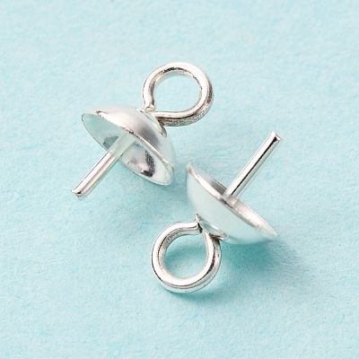 304 Stainless Steel Cup Pearl Peg Bails Pin Pendants STAS-K210-09A-S-1