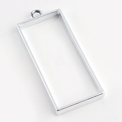 Rack Plating Alloy Rectangle Open Back Bezel Pendants PALLOY-S047-11D-FF-1