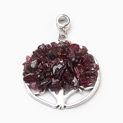 Natural Mixed Gemstone European Dangle Charms PALLOY-JF00353-1
