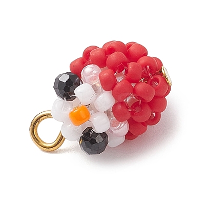 Glass Seed Beaded Bird Charms PALLOY-MZ00971-04-1