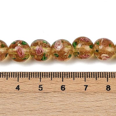 Handmade Glod Sand Lampwork Beads Strands LAMP-B028-03D-10mm-1