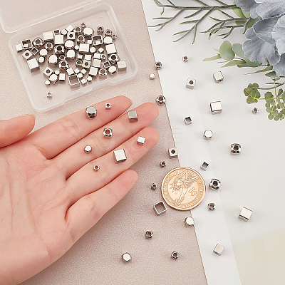 96Pcs 8 Style 304 Stainless Steel Beads STAS-DC0005-74-1