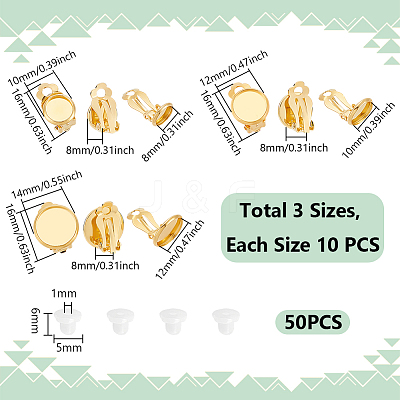 30Pcs 3 Styles Brass Clip-on Earring Findings KK-PH0011-09-1