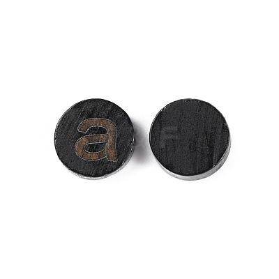 26Pcs 26 Style Flat Round with Letter Wooden Cabochons WOOD-WH0024-97-1
