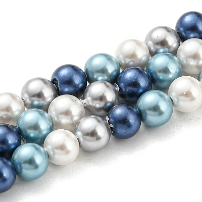 Electroplated Shell Pearl Beads Strands SHEL-F008-03A-07-1