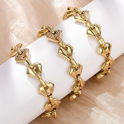 304 Stainless Steel Diamond Shape Link Chain Necklaces for Women Men NJEW-F363-01G-1
