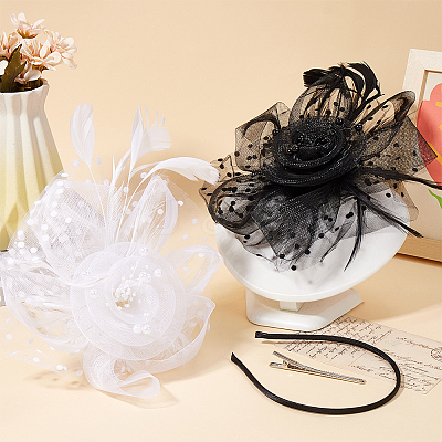 2 Sets 2 Colors Women's Fascinator Hat OHAR-GF0001-38-1