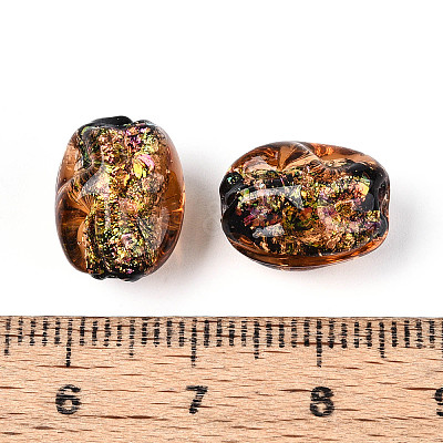 Handmade Foil Lampwork Beads Strands FOIL-T008-07E-1