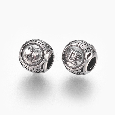 316 Surgical Stainless Steel European Beads STAS-P212-18P-12-1