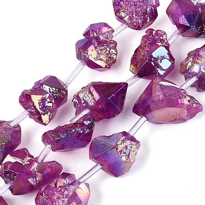 Dyed Electroplate Raw Rough Natural Amethyst Beads Strands G-Q610-05D-1