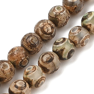 Natural Tibetan 3-Eye dZi Agate Beads Strands G-A240-A01-02-1