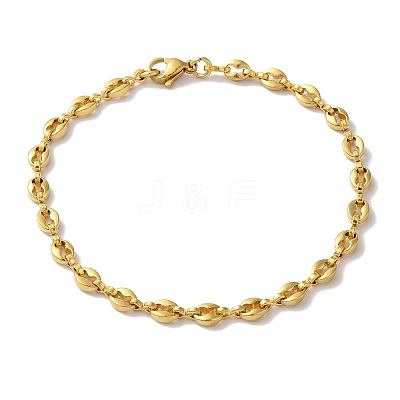 Ion Plating(IP) 304 Stainless Steel Coffee Bean Chain Bracelets for Women or Men BJEW-A019-01G-1