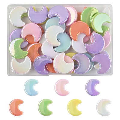 40Pcs UV Plating Opaque Acrylic Beads OACR-FS0002-29-1