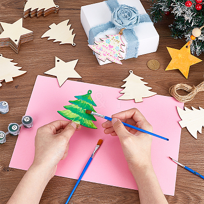 40Pcs 2 Styles Christmas Theme Wood Hanging Wall Decorations HJEW-PH0001-88-1
