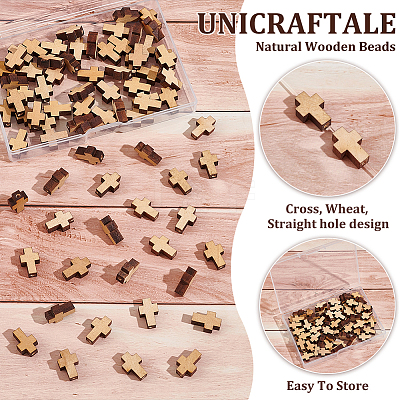 120Pcs Natural Wooden Beads WOOD-UN0001-11-1