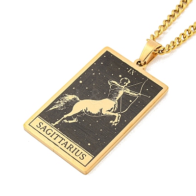 304 Stainless Steel Tarot Pendant Necklaces NJEW-A026-01G-09-1
