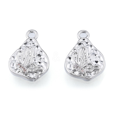 Brass Micro Pave Clear Cubic Zirconia Charms KK-N216-569P-1
