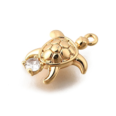 Brass Pave Clear Cubic Zirconia Charms KK-C096-14A-G-1