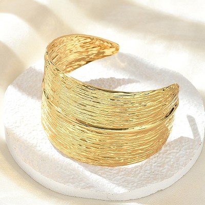 304 Stainless Steel Cuff Bangles for Women BJEW-Z096-02G-1