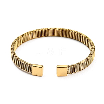 304 Stainless Steel Wire Mesh Cuff Bangles for Women LS-BJEW-D022-01C-G-1