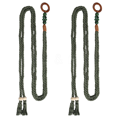 2Pcs Handmade Weaving Cotton Tie Knot Waist Chain Belts for Women Ladies Dress AJEW-CP0010-57-1
