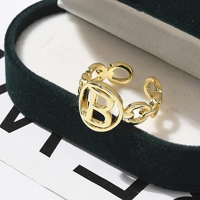 Brass Open Cuff Rings for Women RJEW-K289-01G-B-1